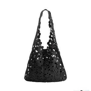 Melie Bianco Black Floral Cutout Shoulder Bag